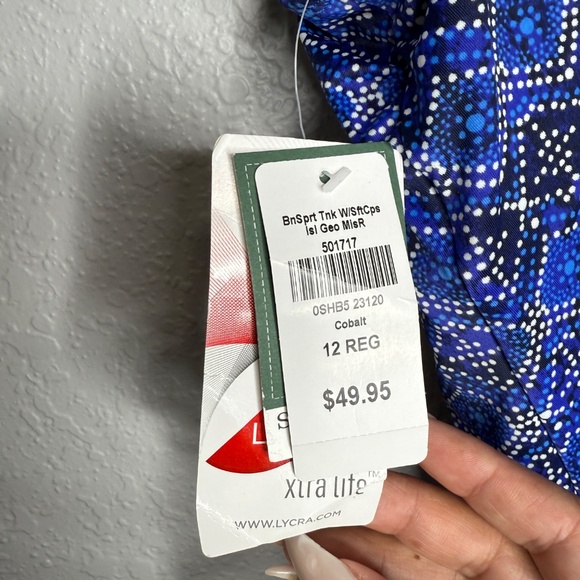 NWT Women's LL Bean one pice swimblock  swimwear Blue  size 12 R - Picture 8 of 9